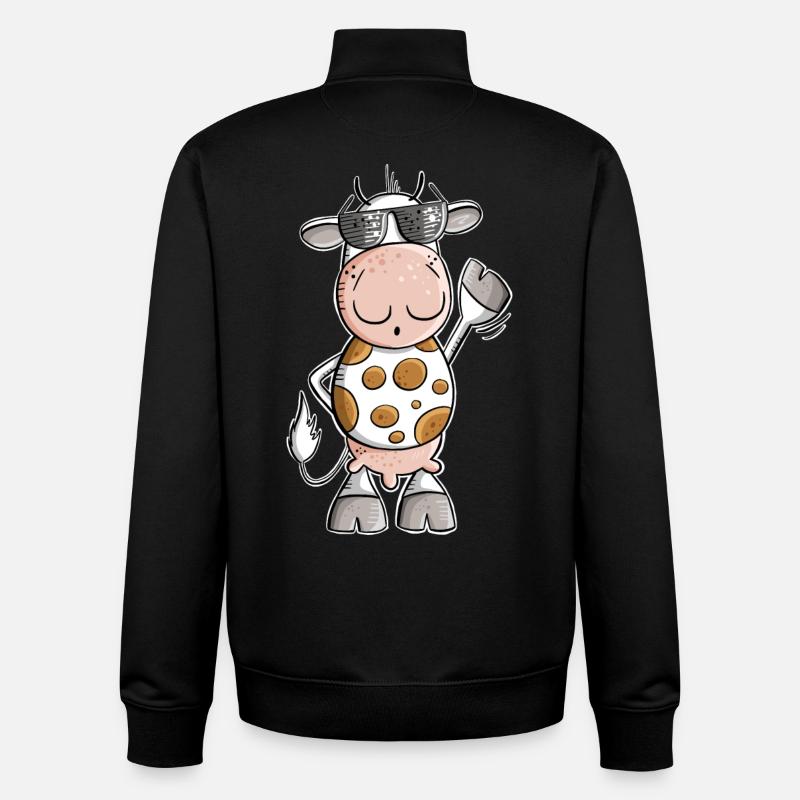 Cool cow with sunglasses - Unisex Organic Zip Sweatshirt by Stanley/Stella - black