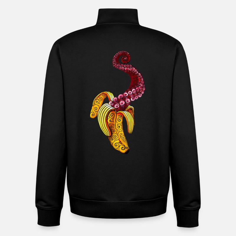 Swirly Mutant-Banana - Sweat zippé unisexe en coton bio Stanley/Stella - noir