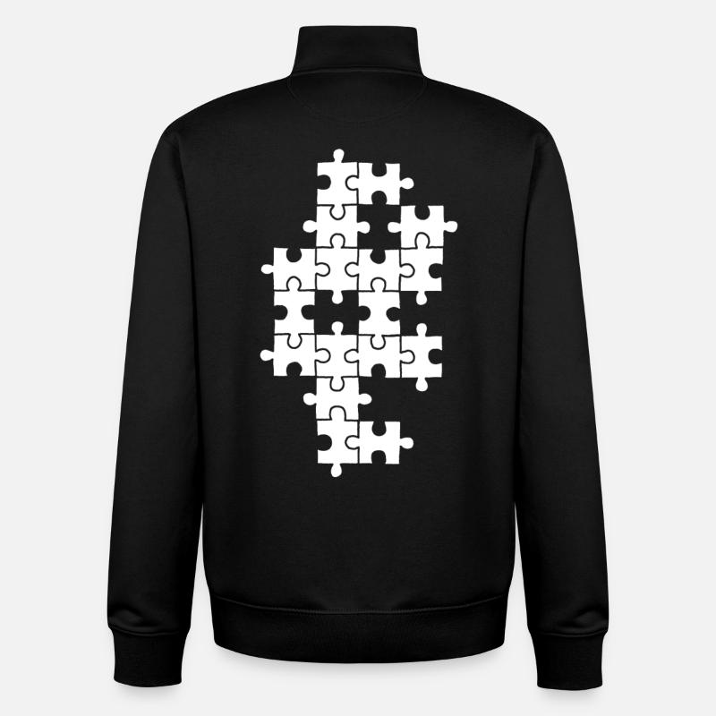 Puzzle blanc - Sweat zippé unisexe en coton bio Stanley/Stella - noir