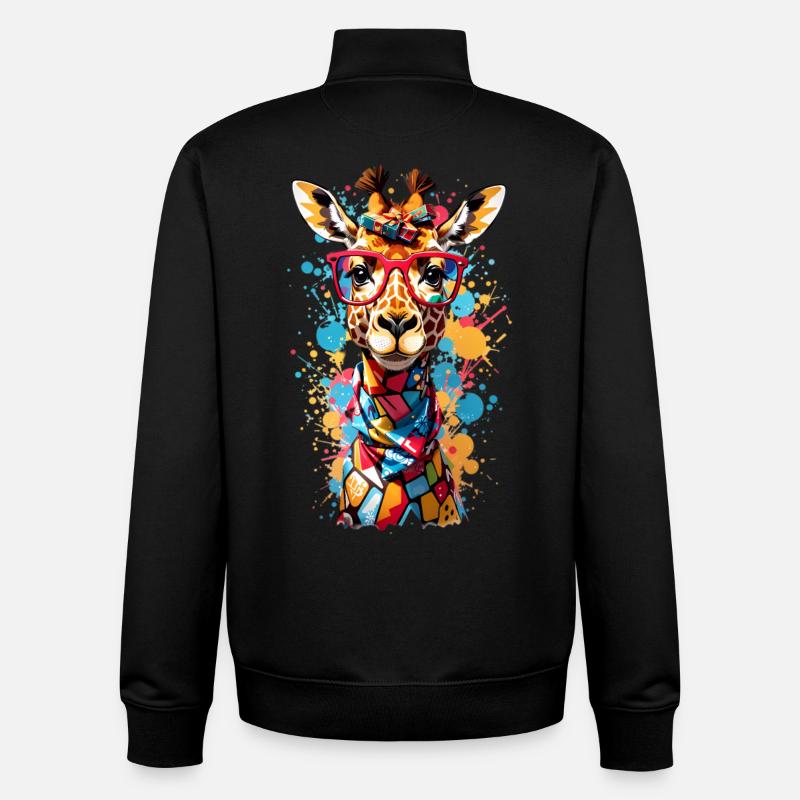 Cool giraffe - Unisex Organic Zip Sweatshirt by Stanley/Stella - black