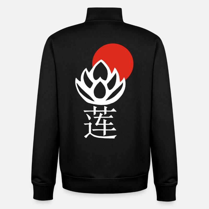 Lotus blanc et soleil rouge - Sweat zippé unisexe en coton bio Stanley/Stella - noir