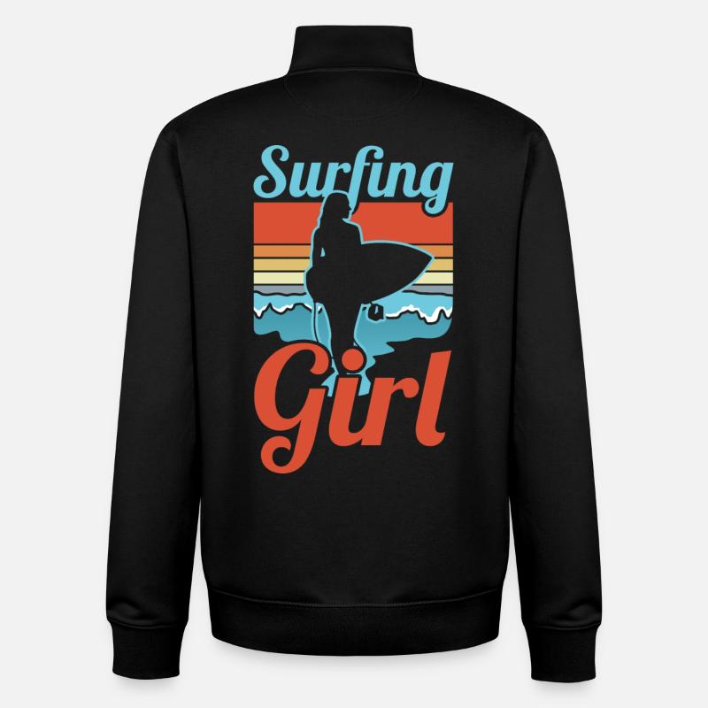 Surfeur - Sweat zippé unisexe en coton bio Stanley/Stella - noir