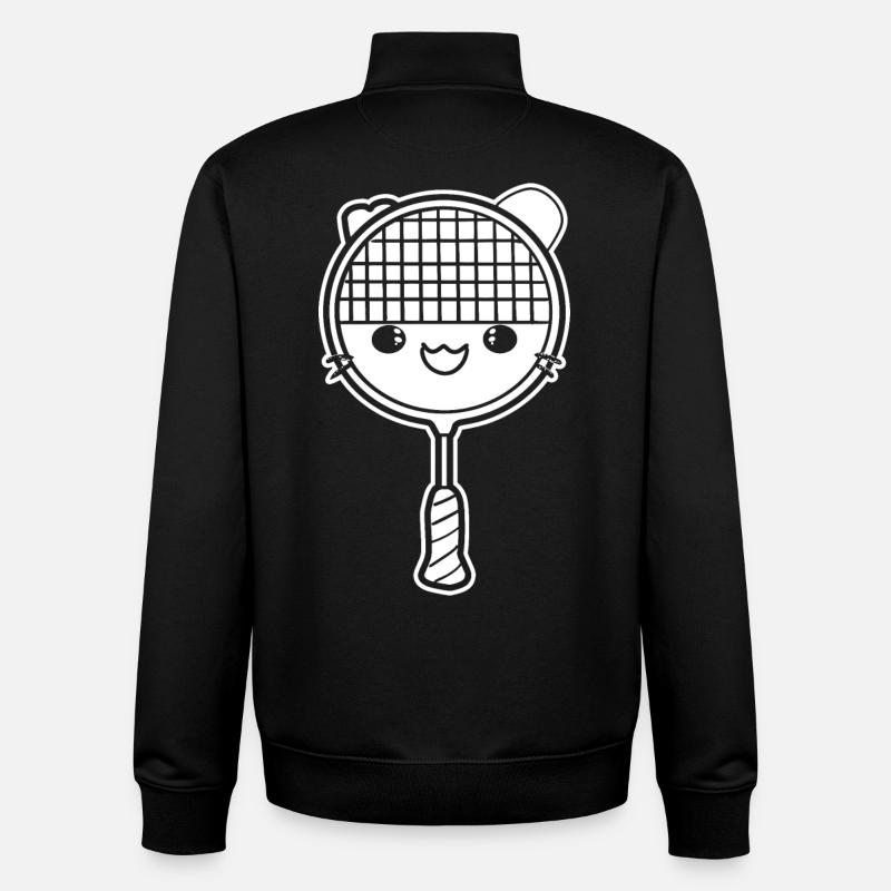 Badminton racket comic style - Unisex Organic Zip Sweatshirt by Stanley/Stella - black