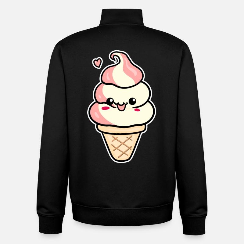 Crème glacée de dessin animé - Sweat zippé unisexe en coton bio Stanley/Stella - noir