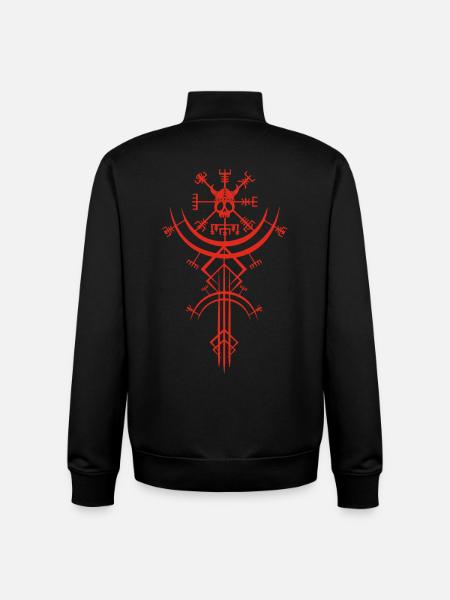 Red skull and Viking compass - Unisex Organic Zip Sweatshirt by Stanley/Stella - black