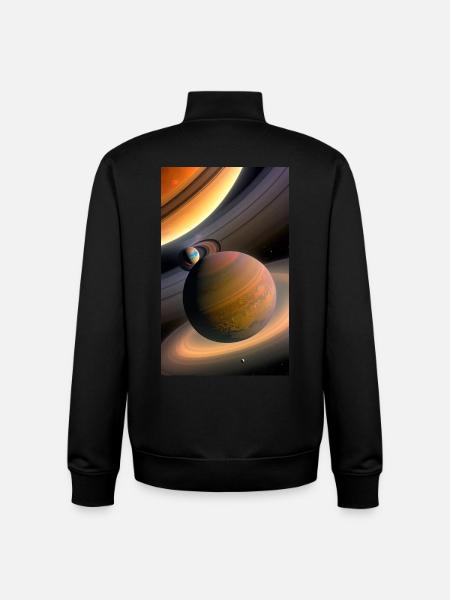 Celestial Ringed Planets Artwork - Unisex Organic Zip Sweatshirt by Stanley/Stella - black