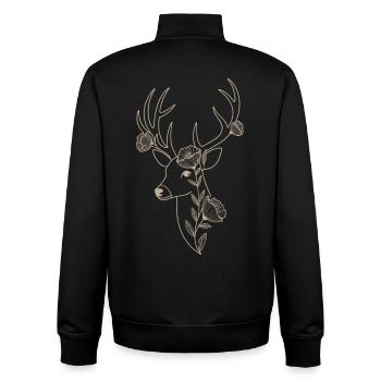 Eleganter Hirsch mit floraler Verzierung - Unisex Organic Zip Sweatshirt von Stanley/Stella - Schwarz - Hinten - AI Model Male 185 light (185cm)