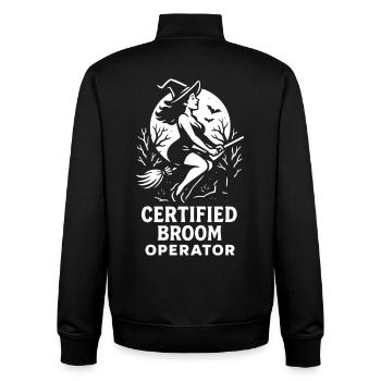Opérateur de balai certifié Sorcière drôle d’Halloween - Sweat zippé unisexe en coton bio Stanley/Stella - noir - Dos - AI Model Male 185 light (185cm)