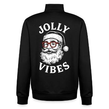 Fröhliche Vibes, Weihnachtsgeist des Weihnachtsmanns - Unisex Organic Zip Sweatshirt von Stanley/Stella - Schwarz - Hinten - AI Model Male 185 light (185cm)