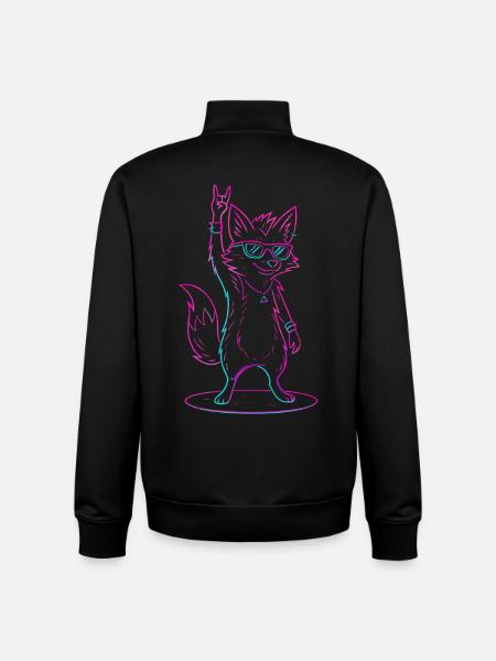 Rocking Fox With Sunglasses Cool - Unisex Organic Zip Sweatshirt by Stanley/Stella - black