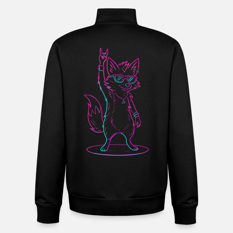 Rockender Fuchs Mit Sonnenbrille Cool - Unisex Organic Zip Sweatshirt von Stanley/Stella - Schwarz