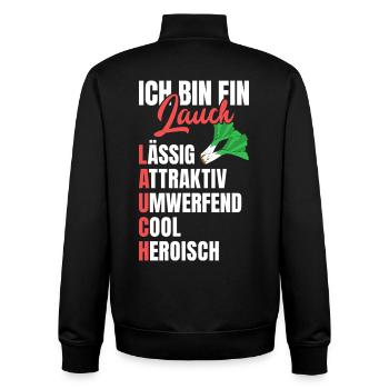 Gym BIN EIN LAUCH LÄSSIG ATTRAKTIV UMWERFEND - Unisex Organic Zip Sweatshirt von Stanley/Stella - Schwarz - Hinten - AI Model Male 185 light (185cm)