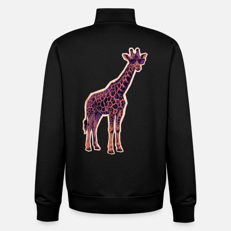 Lunettes de soleil girafe cool - Sweat zippé unisexe en coton bio Stanley/Stella - noir