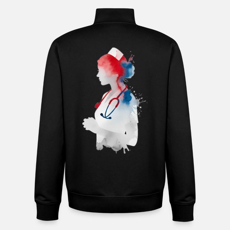 Infirmière Aquarelle Stéthoscope Infirmière - Sweat zippé unisexe en coton bio Stanley/Stella - noir