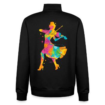 Geige bunt Violinist Kinder Damen Mädchen Violine - Unisex Organic Zip Sweatshirt von Stanley/Stella - Schwarz - Hinten - AI Model Male 185 light (185cm)