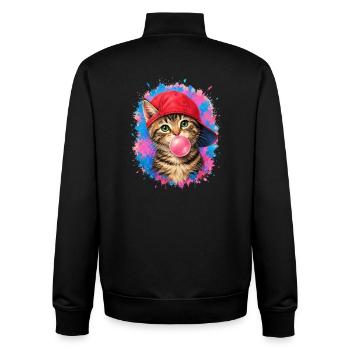 Cool cat with cap and chewing gum - Unisex Organic Zip Sweatshirt by Stanley/Stella - black - Back - AI Model Male 185 light (185cm)