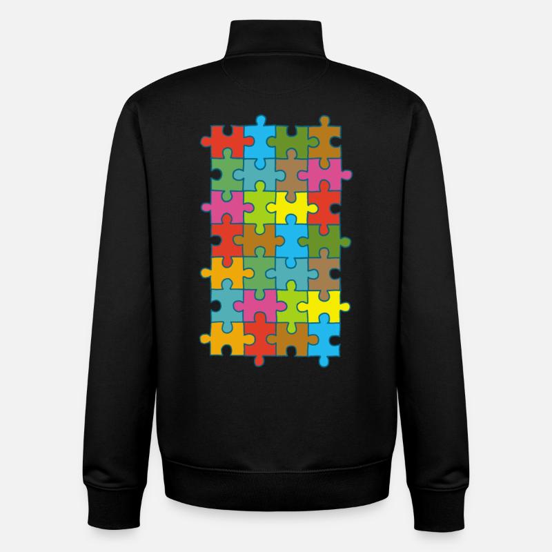 Multicolored puzzle - Unisex Organic Zip Sweatshirt by Stanley/Stella - black