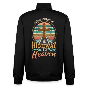 Highway to Heaven Cross - Unisex Organic Zip Sweatshirt von Stanley/Stella - Schwarz - Hinten - AI Model Male 185 light (185cm)