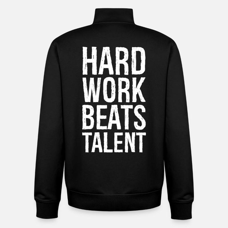 Hard Work Beats Talent - Unisex Organic Zip Sweatshirt by Stanley/Stella - black