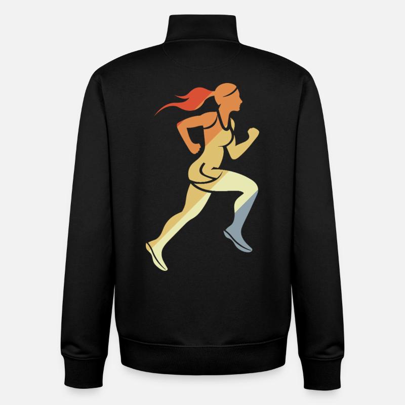 Läufermädchen Retro-Stil - Unisex Organic Zip Sweatshirt von Stanley/Stella - Schwarz