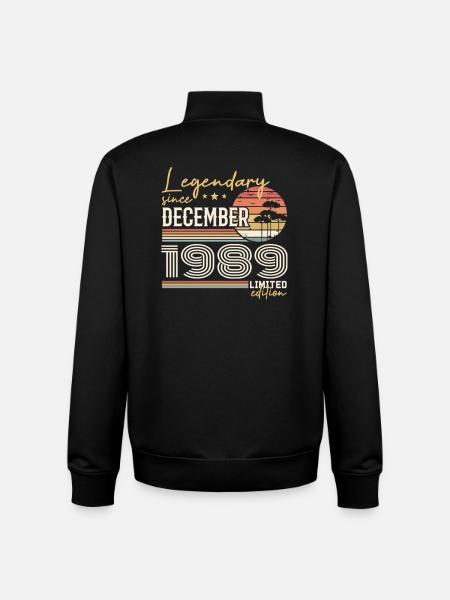 36th Anniversary Gift December 1989 - Unisex Organic Zip Sweatshirt by Stanley/Stella - black