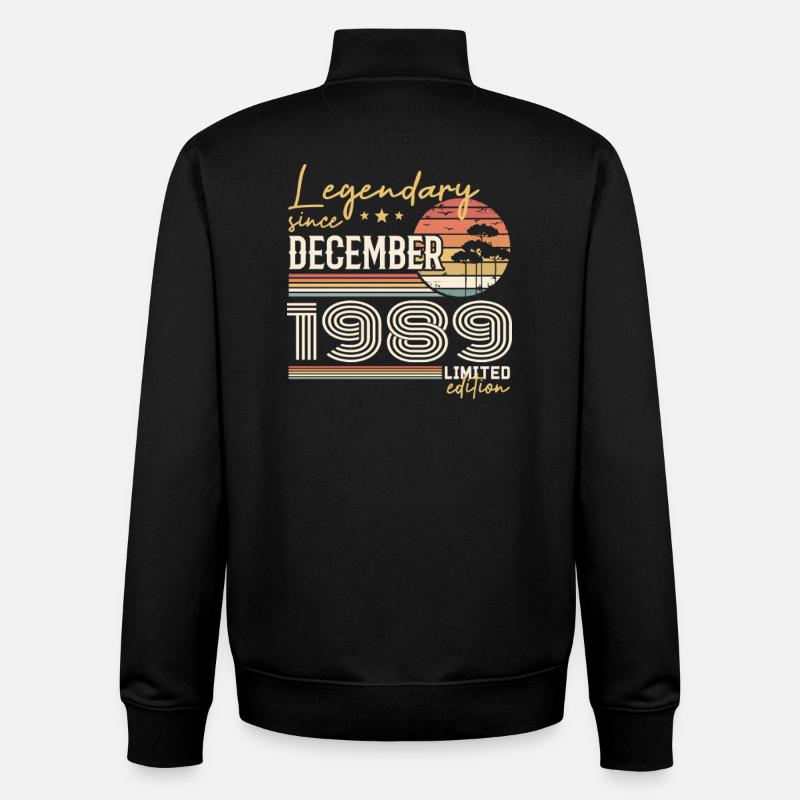 36th Anniversary Gift December 1989 - Unisex Organic Zip Sweatshirt by Stanley/Stella - black