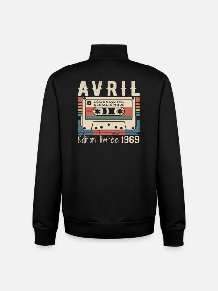avril 1969 April 1969 - Sweat zippé unisexe en coton bio Stanley/Stella - noir