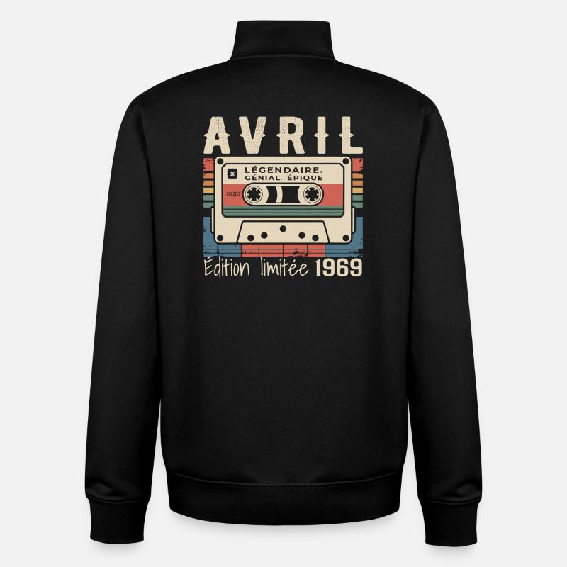 avril 1969 April 1969  - Sweat zippé unisexe en coton bio Stanley/Stella - noir