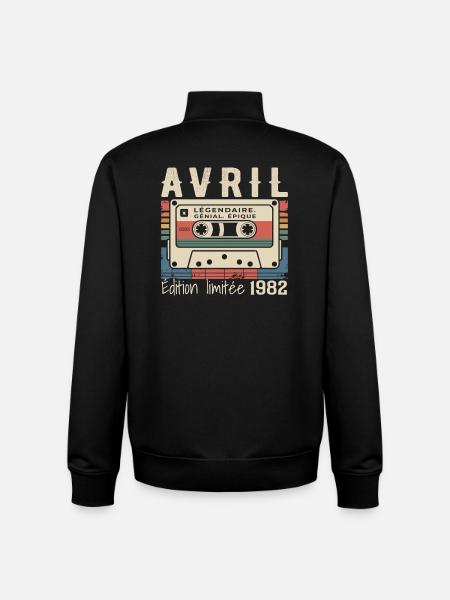 avril 1982 April 1982 - Sweat zippé unisexe en coton bio Stanley/Stella - noir
