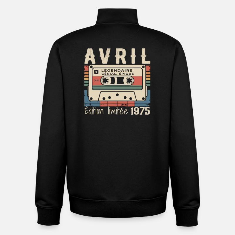 avril 1975 April 1975  - Sweat zippé unisexe en coton bio Stanley/Stella - noir