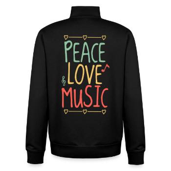 Peace Love Music Festival – Hippie Vibes - Unisex Organic Zip Sweatshirt von Stanley/Stella - Schwarz - Hinten - AI Model Male 185 light (185cm)