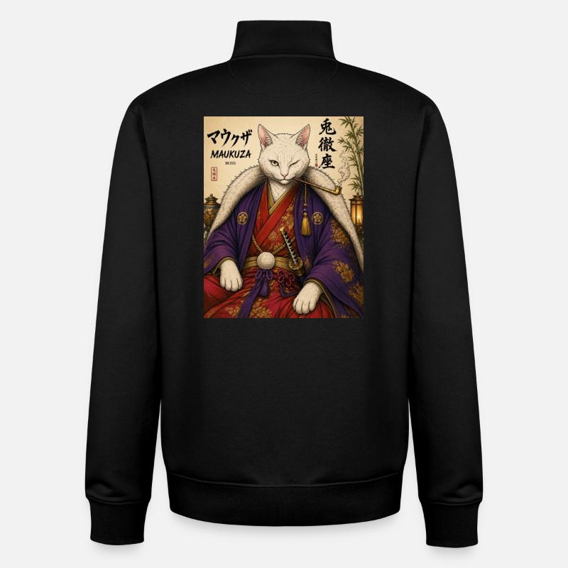 Maukuza Samurai Katze - Unisex Organic Zip Sweatshirt von Stanley/Stella - Schwarz