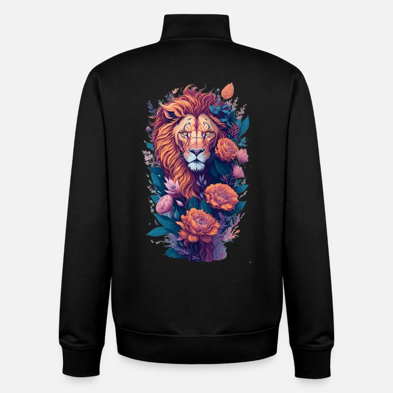 Lion - Sweat zippé unisexe en coton bio Stanley/Stella - noir