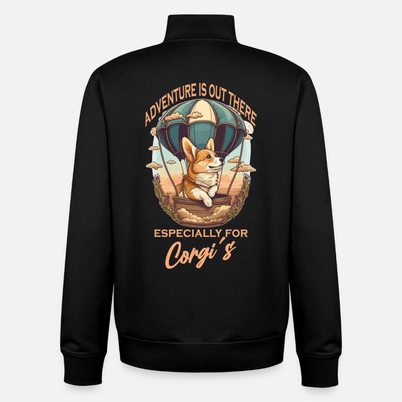Chien aventurier en montgolfière - Sweat zippé unisexe en coton bio Stanley/Stella - noir