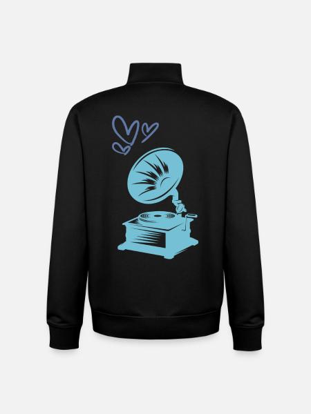Music Gramophone Retro - Unisex Organic Zip Sweatshirt by Stanley/Stella - black