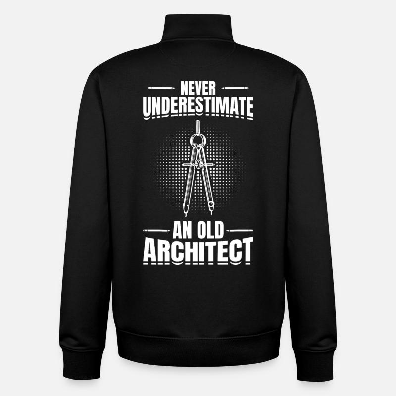 Never Underestimate An Old Architect - Unisex Organic Zip Sweatshirt von Stanley/Stella - Schwarz
