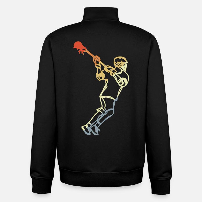 Lacrosse Spieler Retro - Unisex Organic Zip Sweatshirt von Stanley/Stella - Schwarz