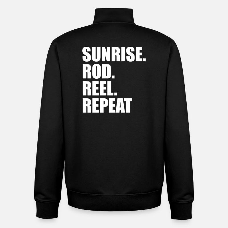 Sunrise Rod Reel Repeat - Sweat zippé unisexe en coton bio Stanley/Stella - noir