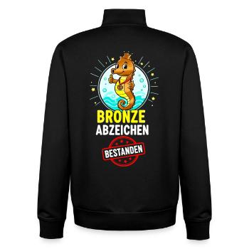 Bronze Seepferdchen Abzeichen  - Unisex Organic Zip Sweatshirt von Stanley/Stella - Schwarz - Hinten - AI Model Male 185 light (185cm)