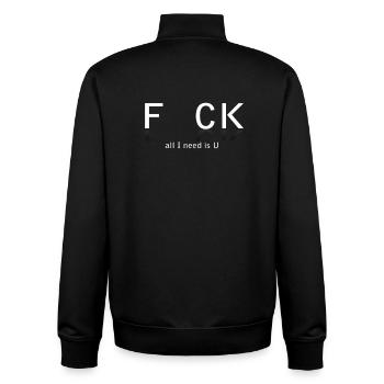 Provocative textual design with slogan - Unisex Organic Zip Sweatshirt by Stanley/Stella - black - Back - AI Model Male 185 light (185cm)