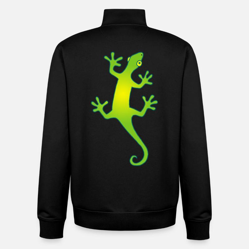 lézard manga vert et jaune - Sweat zippé unisexe en coton bio Stanley/Stella - noir