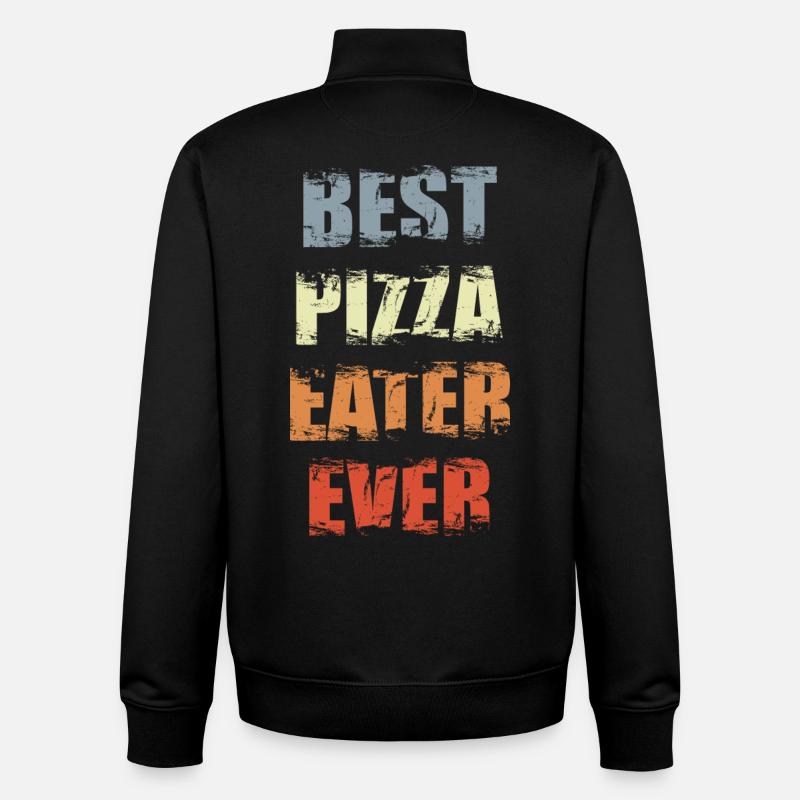 Funny Pizza Eater - Unisex Organic Zip Sweatshirt by Stanley/Stella - black