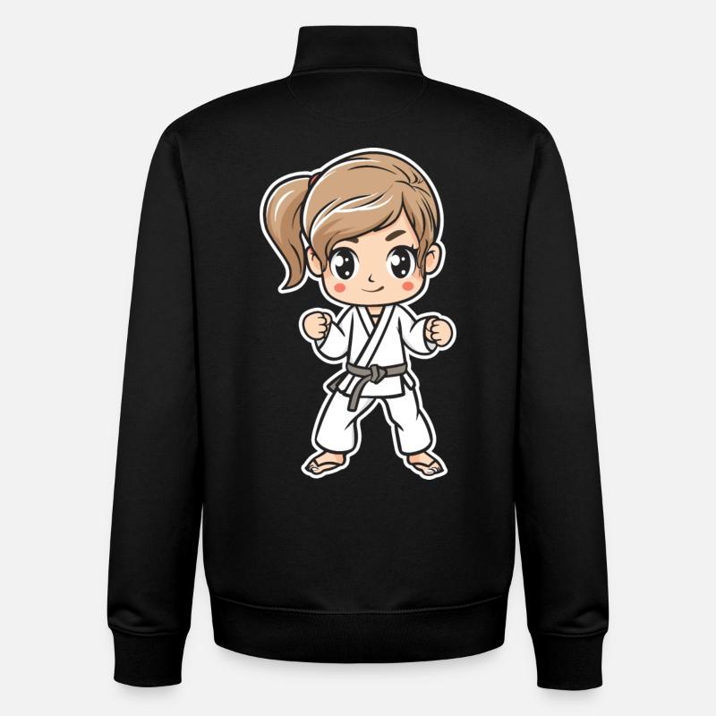 Karate Mädchen Comic - Unisex Organic Zip Sweatshirt von Stanley/Stella - Schwarz