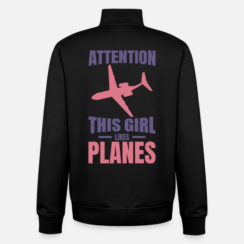 Flugzeug Mädchen - Unisex Organic Zip Sweatshirt von Stanley/Stella - Schwarz