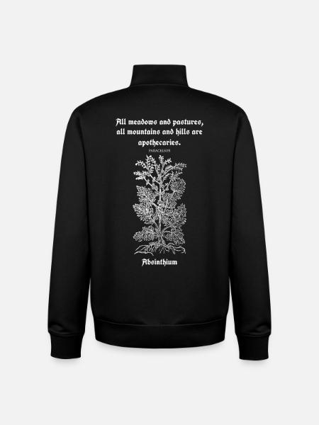 Latin Quote by Paracelsus –Absinthium Illustration - Unisex Organic Zip Sweatshirt by Stanley/Stella - black