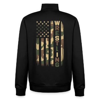 Wrestling USA Flagge Camo Patriot Design - Unisex Organic Zip Sweatshirt von Stanley/Stella - Schwarz - Hinten - AI Model Male 185 light (185cm)