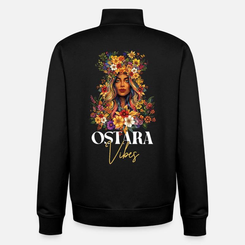Ambiance Ostara Joyeuses Pâques Bénédictions d’Ostara - Sweat zippé unisexe en coton bio Stanley/Stella - noir