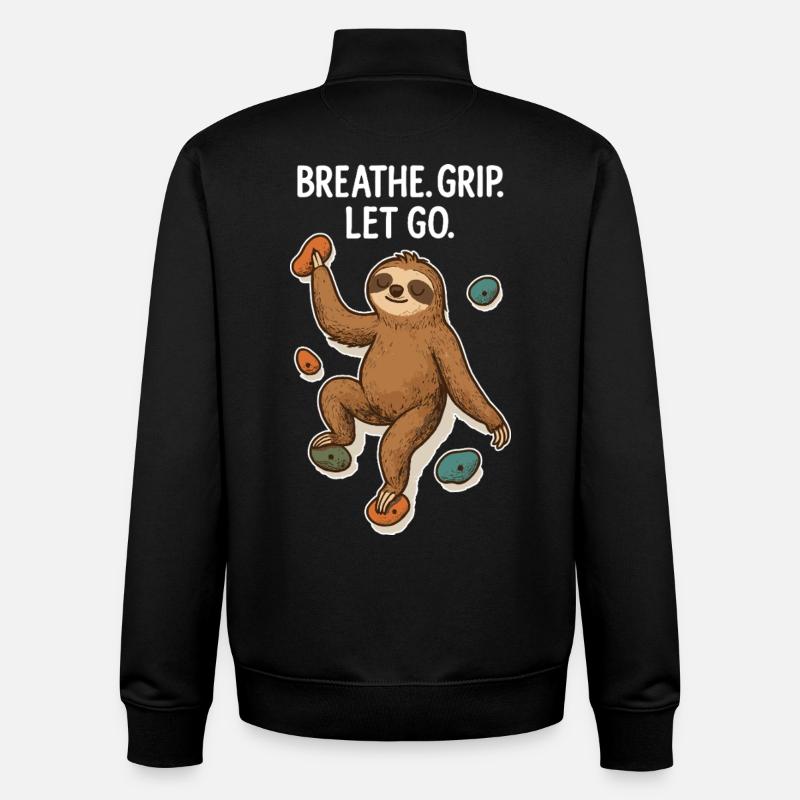 Paresseux Zen : Prise Lâche Grimpe - Sweat zippé unisexe en coton bio Stanley/Stella - noir