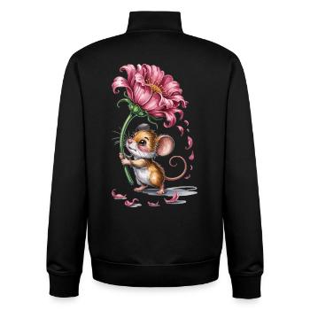 Maus mit Blüte T-Shirt Geschenk für Mäusefans - Unisex Organic Zip Sweatshirt von Stanley/Stella - Schwarz - Hinten - AI Model Male 185 light (185cm)
