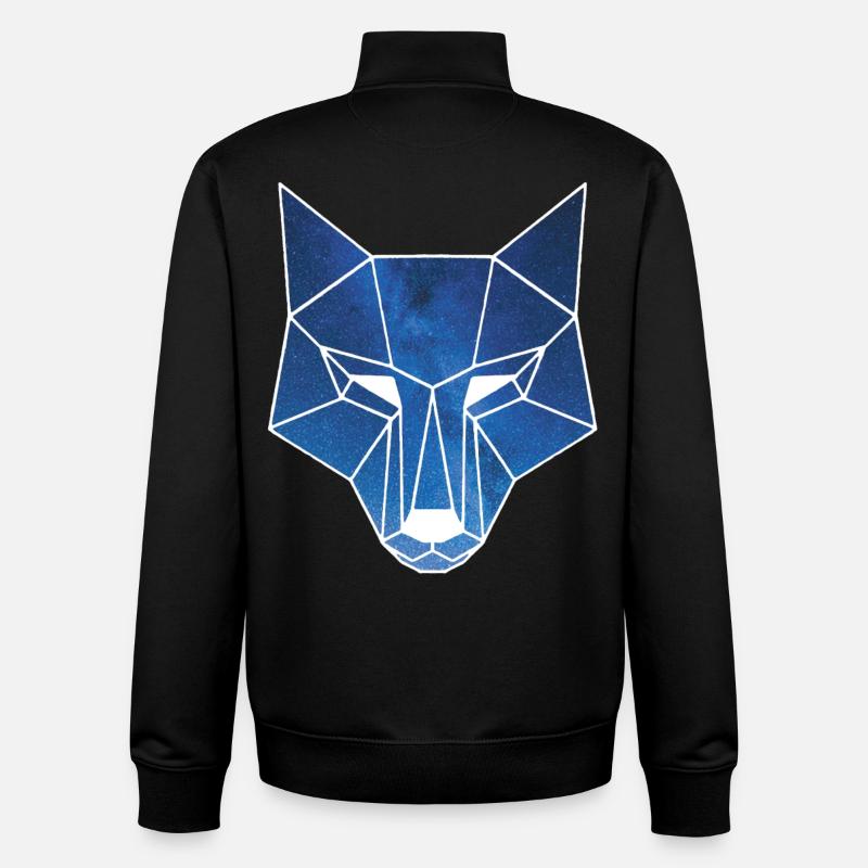 Loup blanc et ciel étoilé - Sweat zippé unisexe en coton bio Stanley/Stella - noir